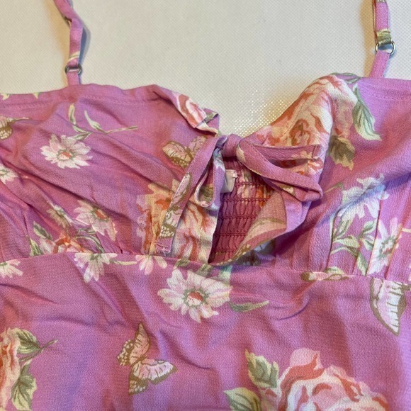 BP Womens Small Floral‎ Print Tie Front Cami Top Adjustable Straps Pink Women's - Picture 6 of 10